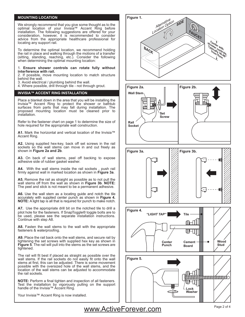 Activeforever Invisia Collection Accent Ring Support Rail User Manual | Page 2 / 4