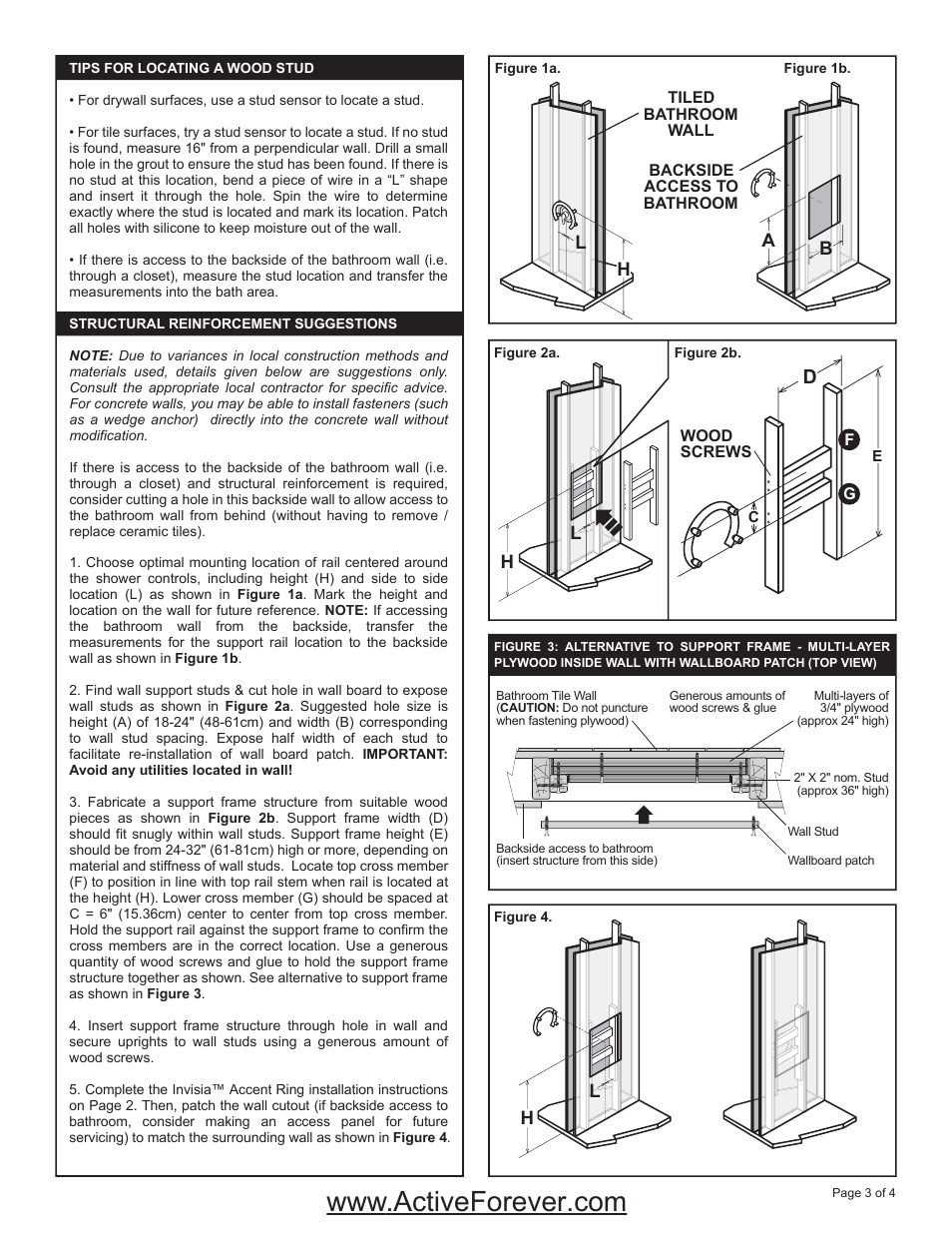Lh b a | Activeforever Invisia Collection Accent Ring Support Rail User Manual | Page 3 / 4