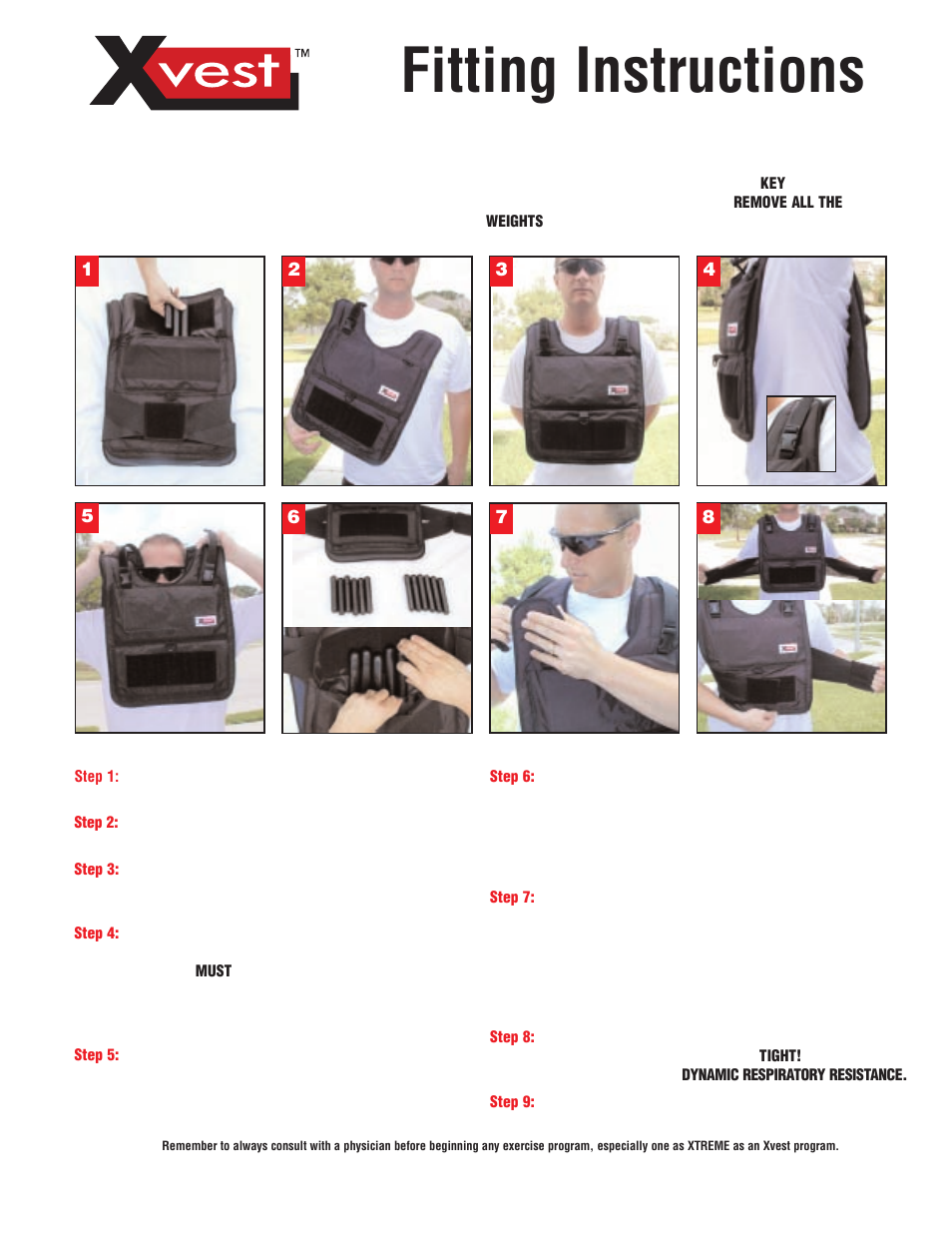 Activeforever Xvest Weight Vest - 20 lbs. User Manual | 1 page
