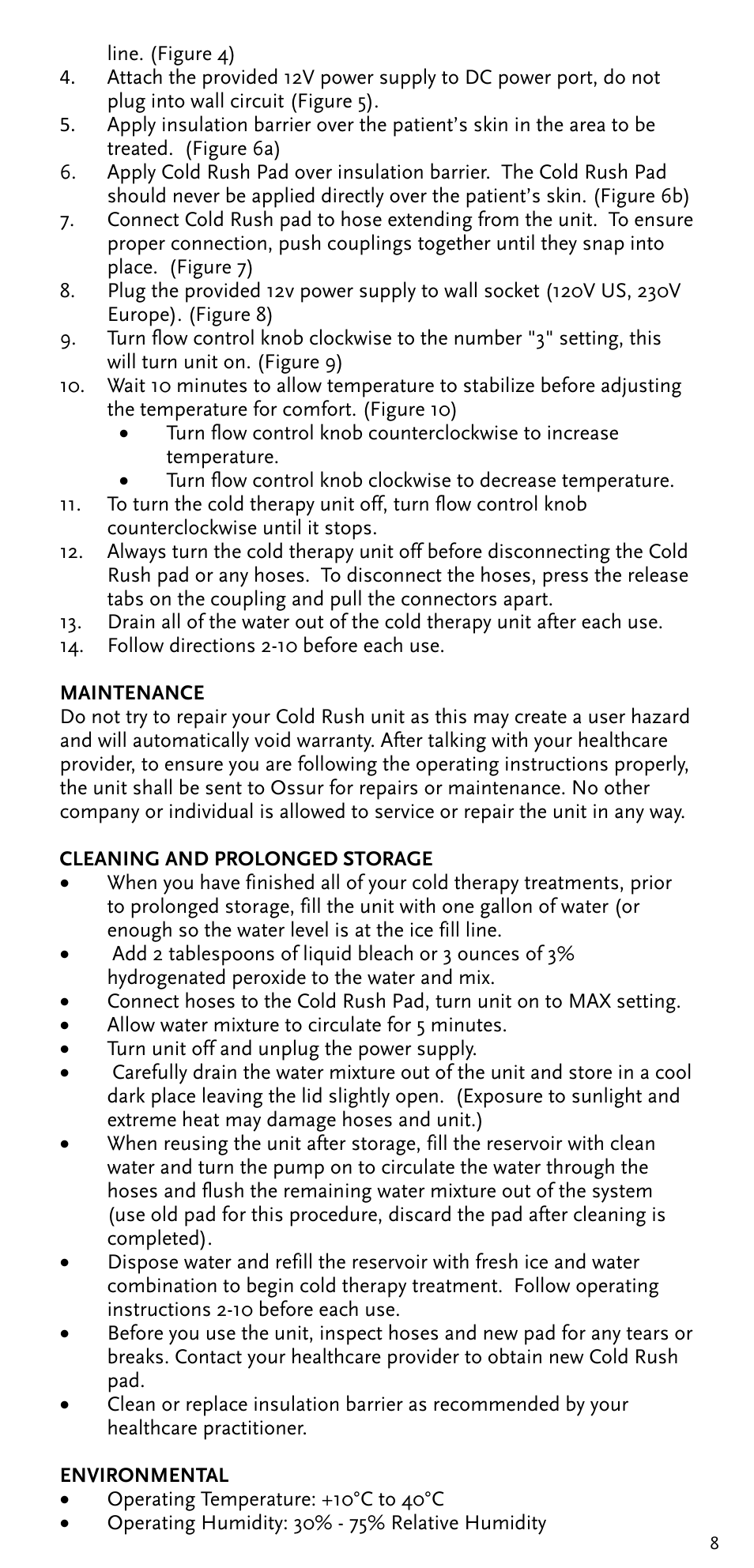 Activeforever Ossur Cold Rush Cold Therapy System User Manual | Page 9 / 9