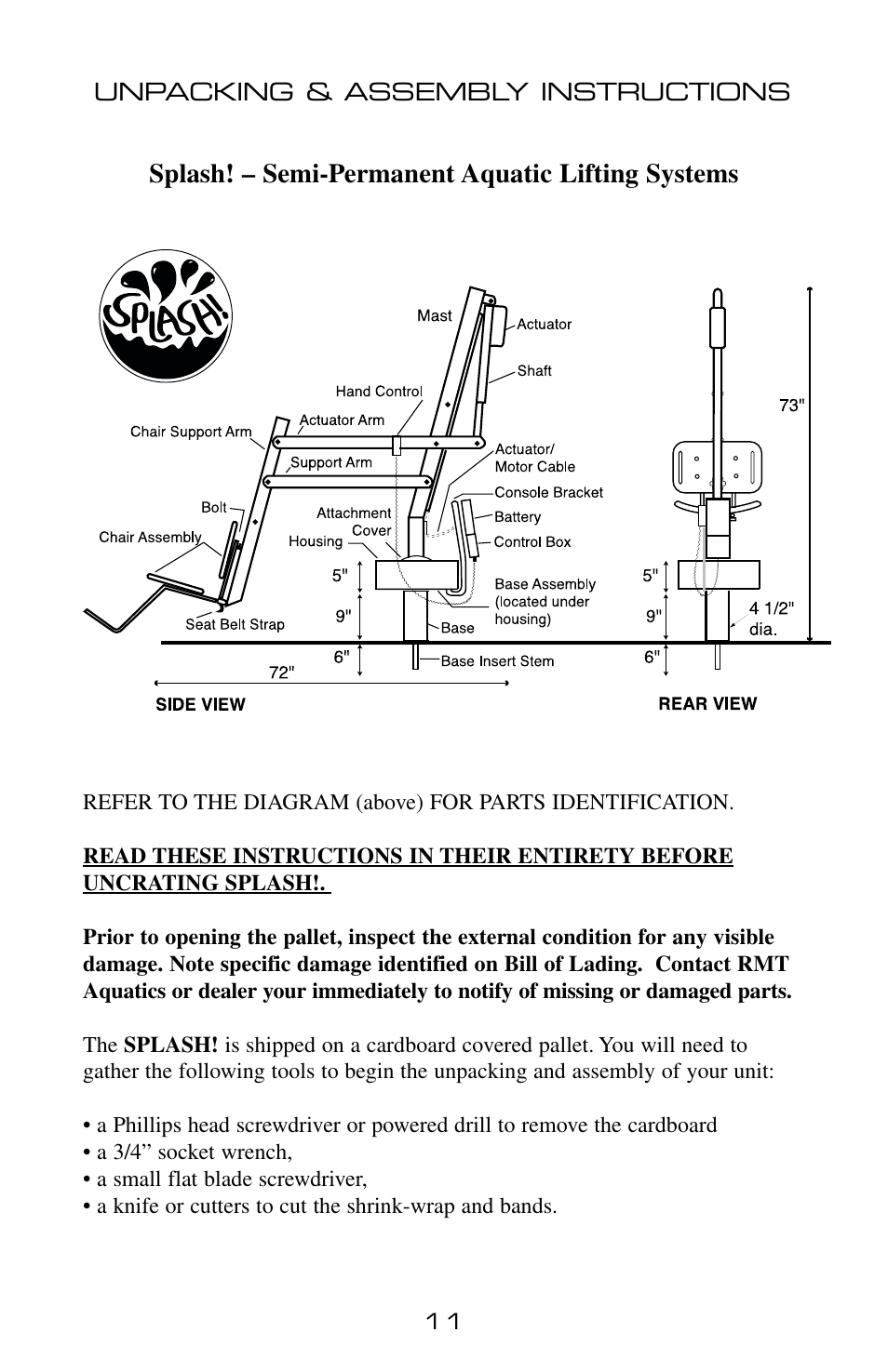Activeforever PAL 1000 Portable Aquatic Pool Lift User Manual | Page 12 / 21