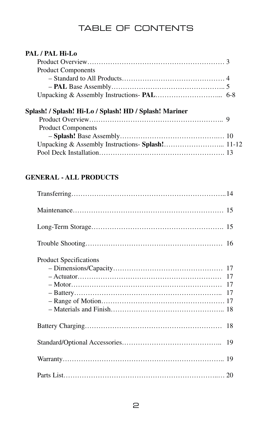 Activeforever PAL 1000 Portable Aquatic Pool Lift User Manual | Page 3 / 21