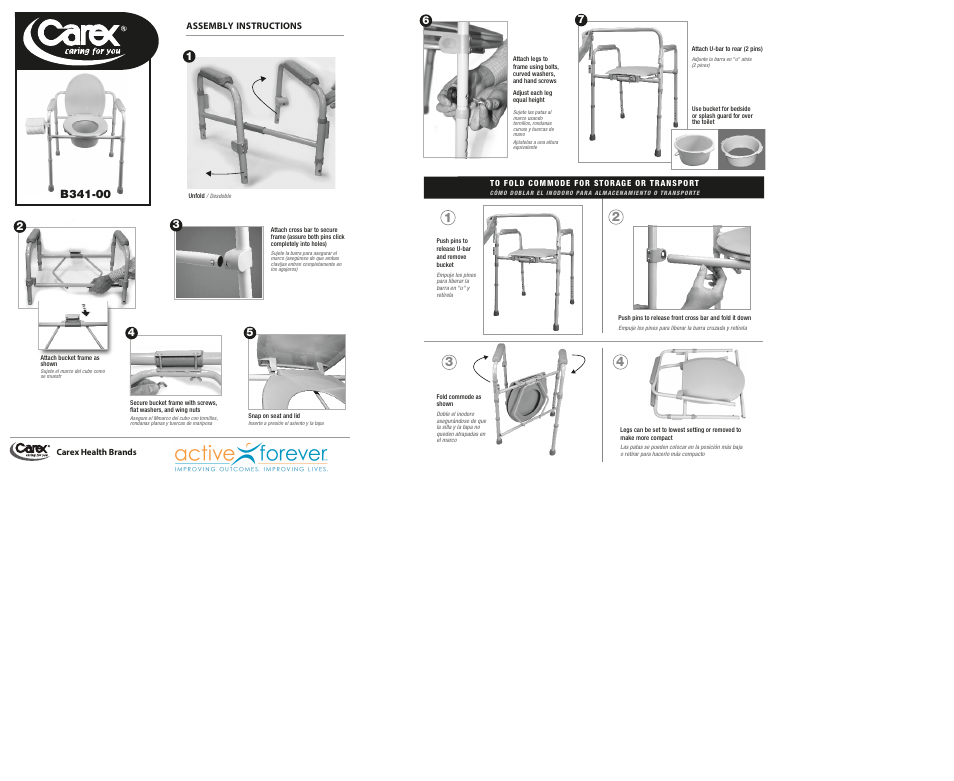 Activeforever Carex Deluxe Folding Commode User Manual | 1 page