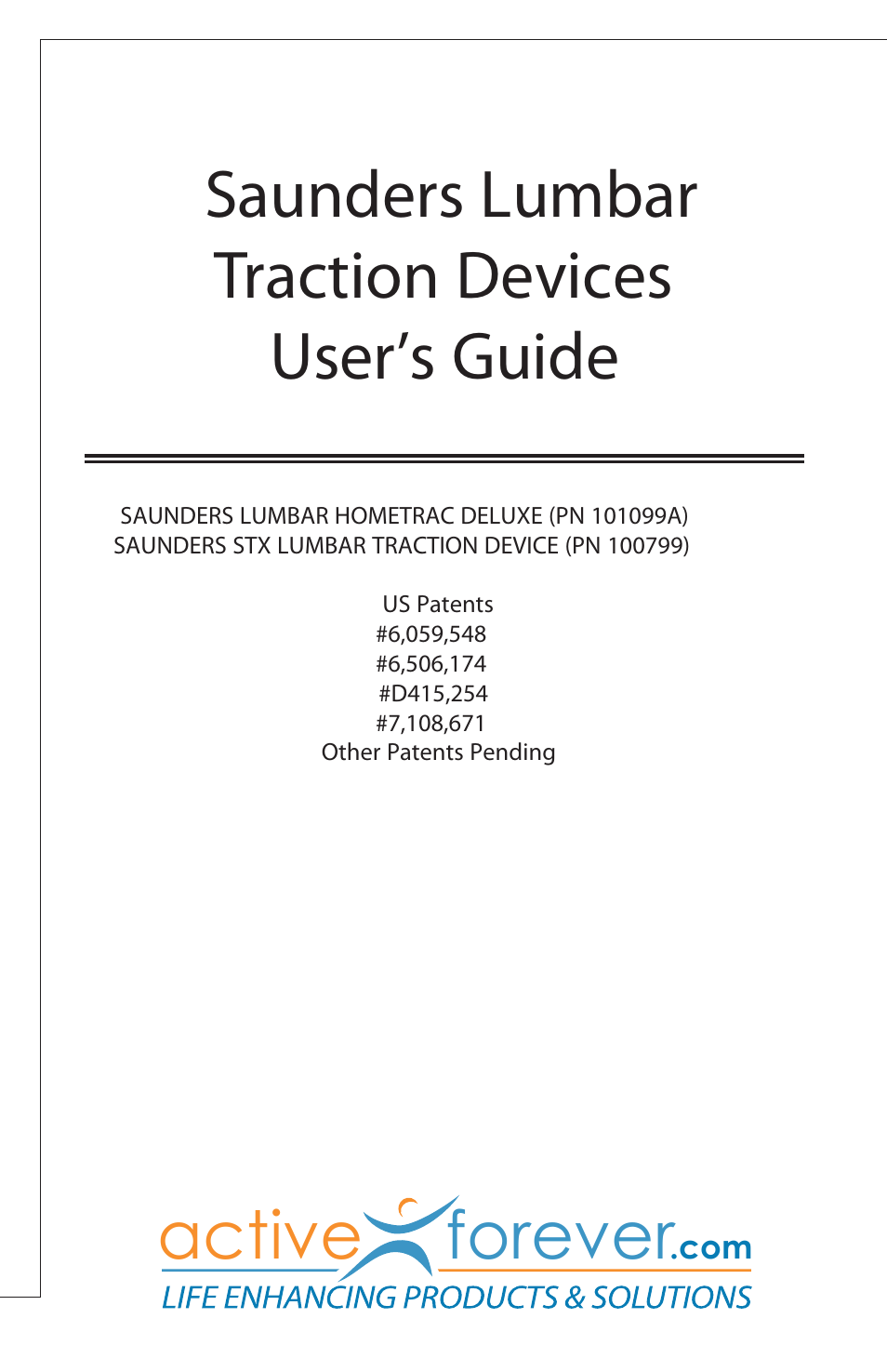 Activeforever Saunders Lumbar HomeTrac (Saunders Lumbar Home Traction Device) User Manual | 9 pages