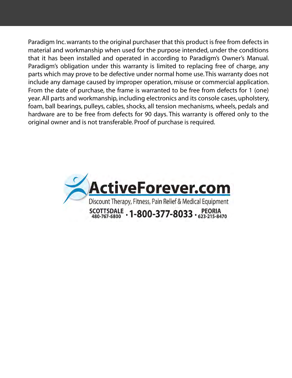 One year limited warranty | Activeforever Ironman ATIS 1000 Ab Training Table 5900 User Manual | Page 16 / 16