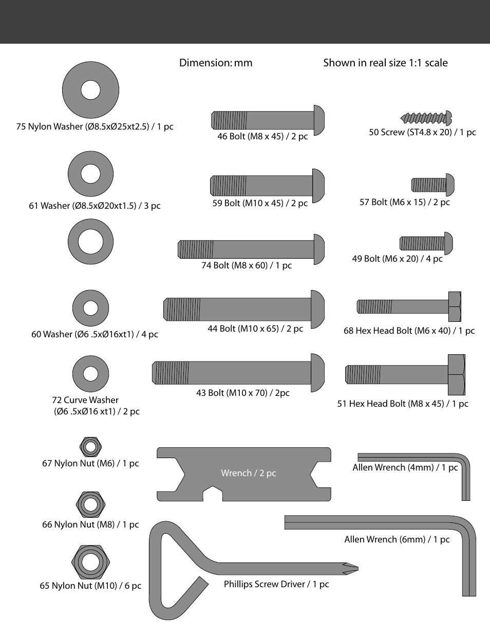 Included hardware & tools | Activeforever Ironman ATIS 1000 Ab Training Table 5900 User Manual | Page 5 / 16