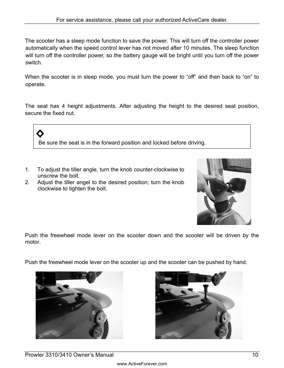 Activeforever ActiveCare Prowler 3310 Mobility Scooter User Manual | Page 11 / 24