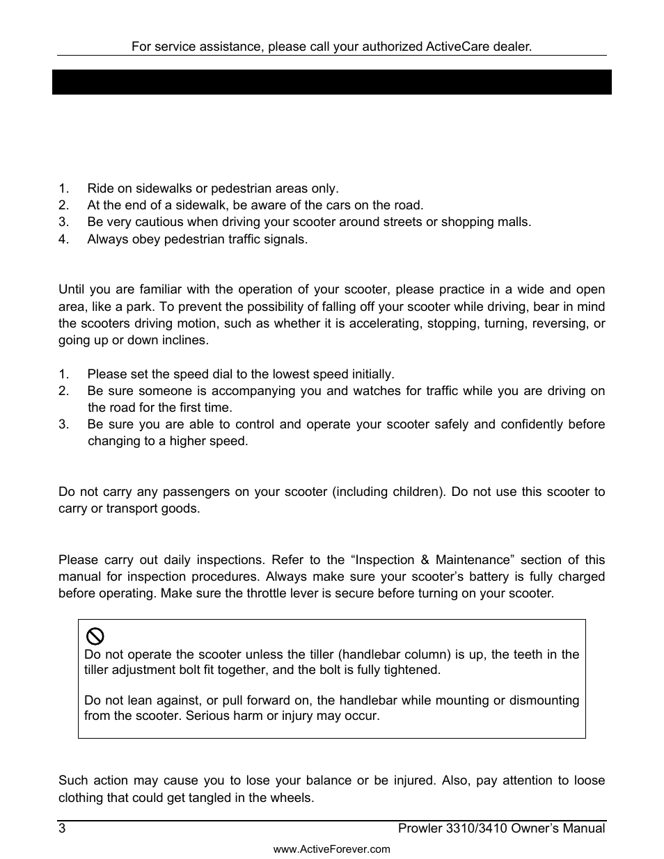 Safety notices | Activeforever ActiveCare Prowler 3310 Mobility Scooter User Manual | Page 4 / 24
