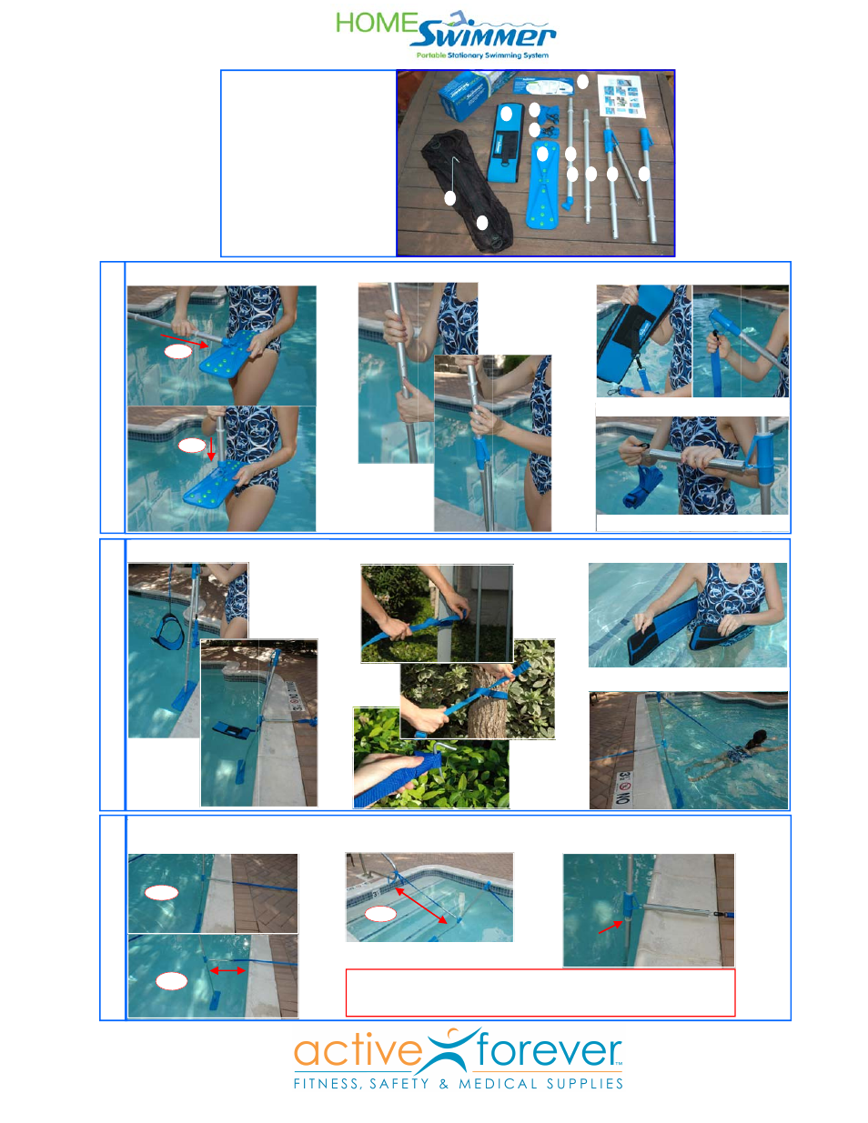 Activeforever Home Swimmer Portable Stationary Swimming System User Manual | 1 page