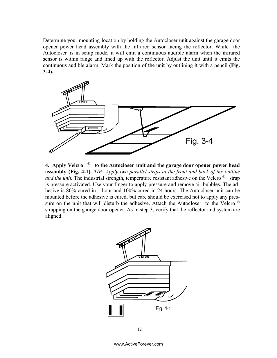 Fig. 3-4 | Activeforever AutoCloser Automatic Garage Door Closer User Manual | Page 12 / 28