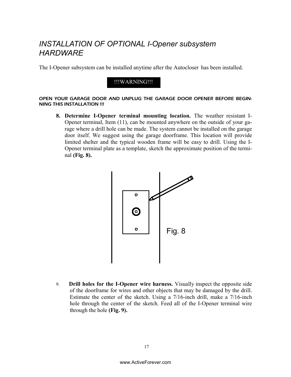 Fig. 8 | Activeforever AutoCloser Automatic Garage Door Closer User Manual | Page 17 / 28