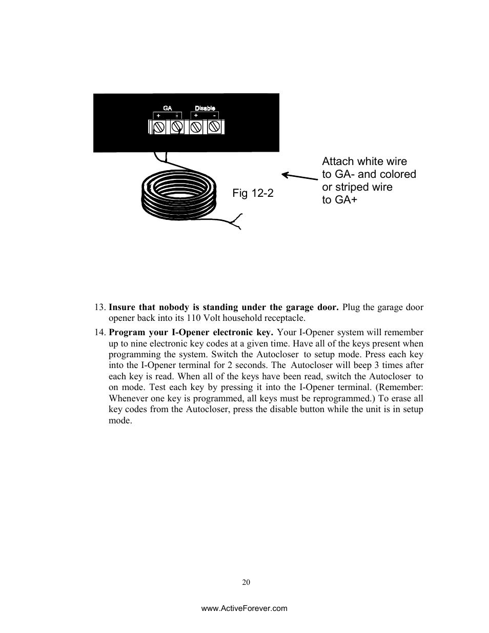 Activeforever AutoCloser Automatic Garage Door Closer User Manual | Page 20 / 28