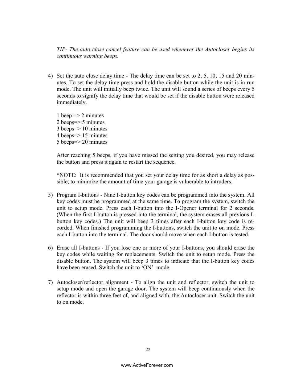 Activeforever AutoCloser Automatic Garage Door Closer User Manual | Page 22 / 28
