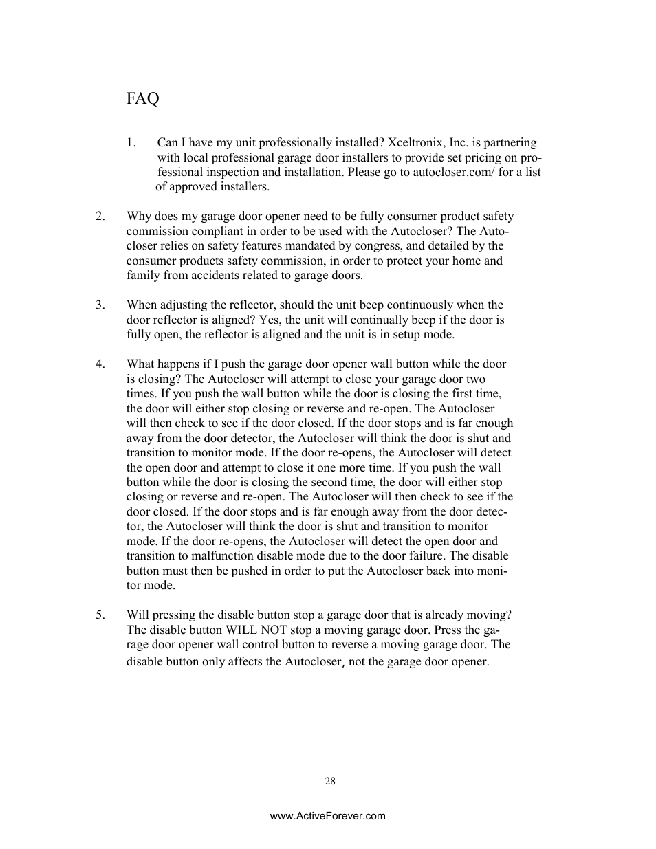Activeforever AutoCloser Automatic Garage Door Closer User Manual | Page 27 / 28