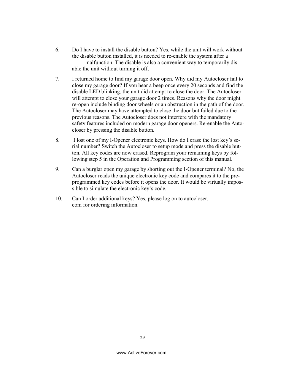 Activeforever AutoCloser Automatic Garage Door Closer User Manual | Page 28 / 28