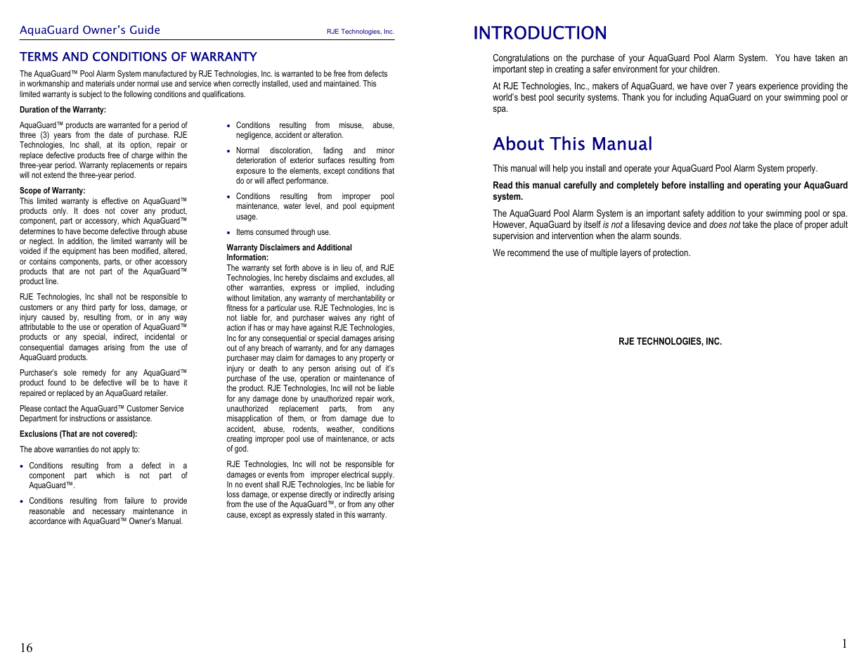 Introduction, About this manual | Activeforever Aquaguard Pool Alarm System User Manual | Page 3 / 10