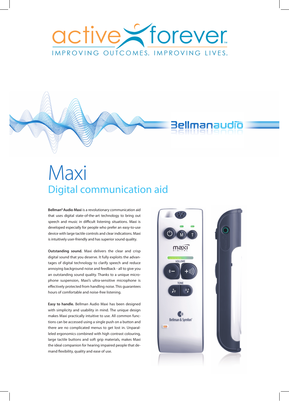 Activeforever Bellman and Symfon Maxi Personal Amplifier User Manual | 2 pages