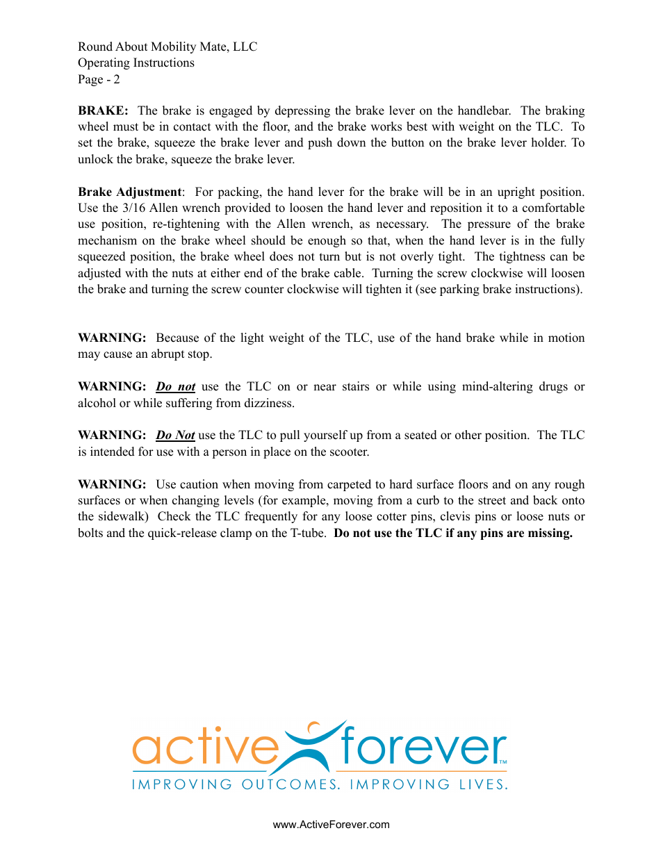 Activeforever Turning Leg Caddy Pilot Knee Walker User Manual | Page 2 / 2