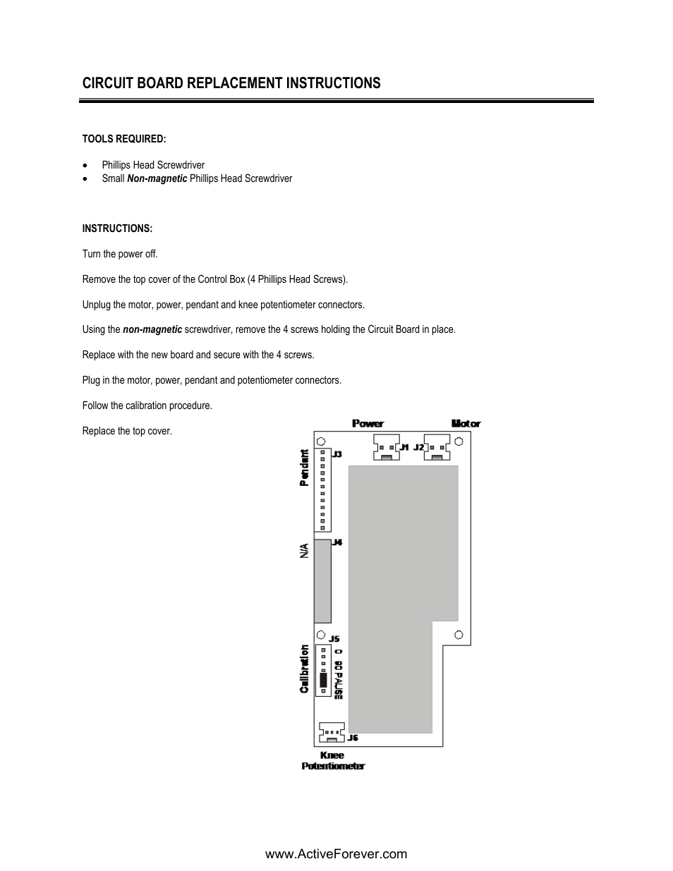 Circuit board replacement instructions | Activeforever Phoenix Model 1850 Knee CPM User Manual | Page 18 / 21