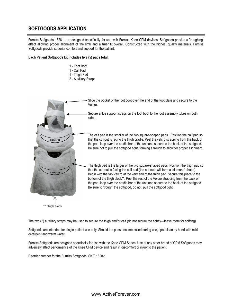 Softgoods application | Activeforever Phoenix Model 1850 Knee CPM User Manual | Page 5 / 21