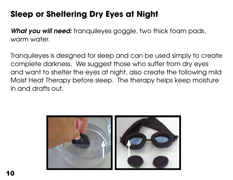 Sleep or sheltering dry eyes at night | Activeforever TranquilEyes Mini Travel Kit User Manual | Page 10 / 27