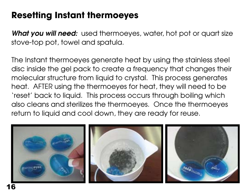 Resetting instant thermoeyes | Activeforever TranquilEyes Mini Travel Kit User Manual | Page 16 / 27