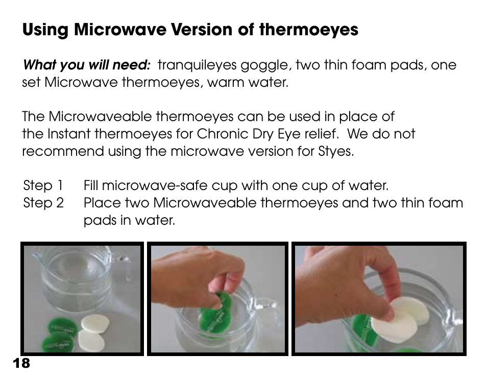 Using microwave version of thermoeyes | Activeforever TranquilEyes Mini Travel Kit User Manual | Page 18 / 27
