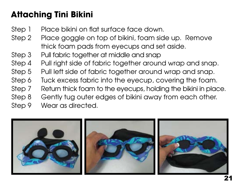 Attaching tini bikini | Activeforever TranquilEyes Mini Travel Kit User Manual | Page 21 / 27