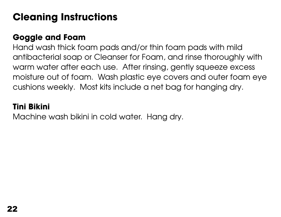 Cleaning instructions | Activeforever TranquilEyes Mini Travel Kit User Manual | Page 22 / 27