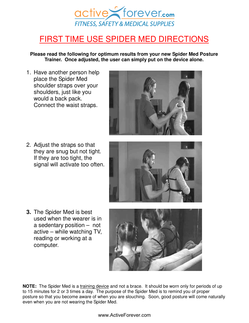 Activeforever Spider Med 1 User Manual | 1 page