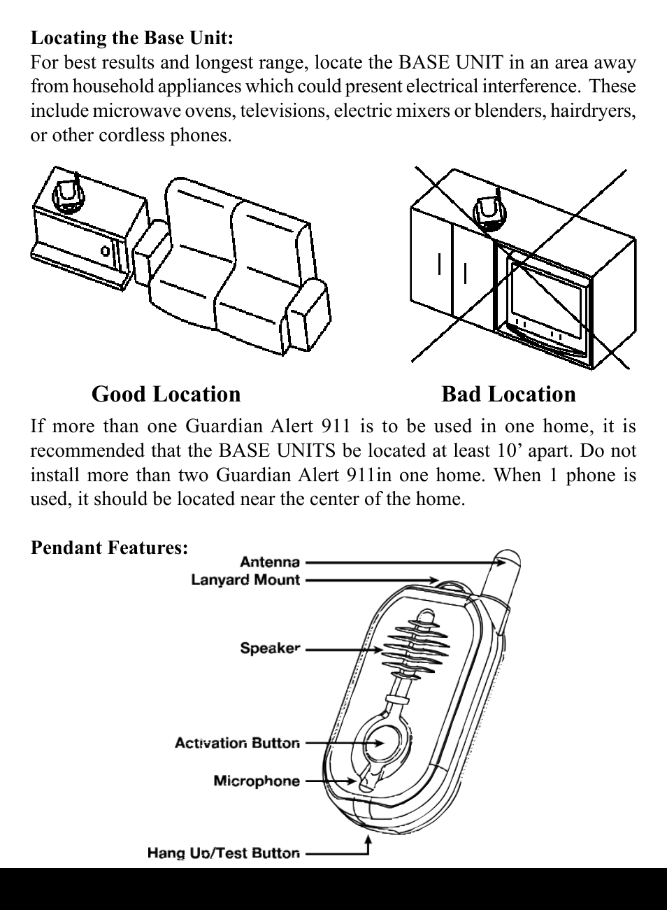 Good location bad location | Activeforever LogicMark Guardian Alert 911 Emergency Alert System User Manual | Page 5 / 15