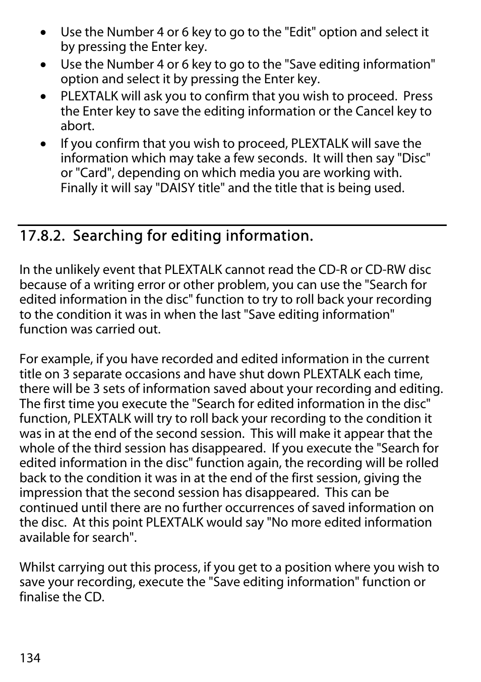 Searching for editing information | Activeforever Plextalk PTR2 Digital DAISY Player and Recorder User Manual | Page 133 / 235