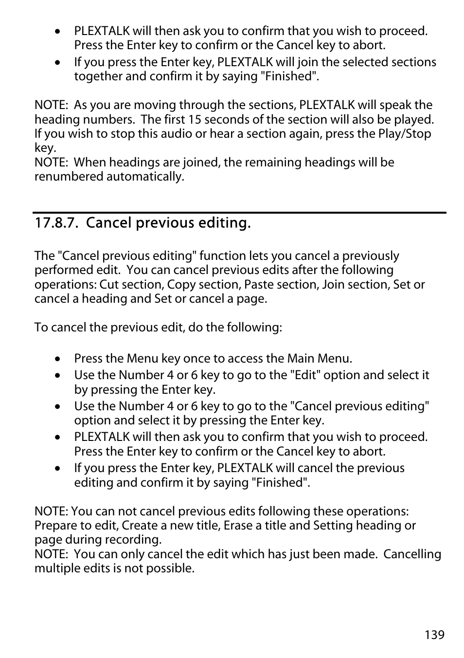 Cancel previous editing | Activeforever Plextalk PTR2 Digital DAISY Player and Recorder User Manual | Page 138 / 235