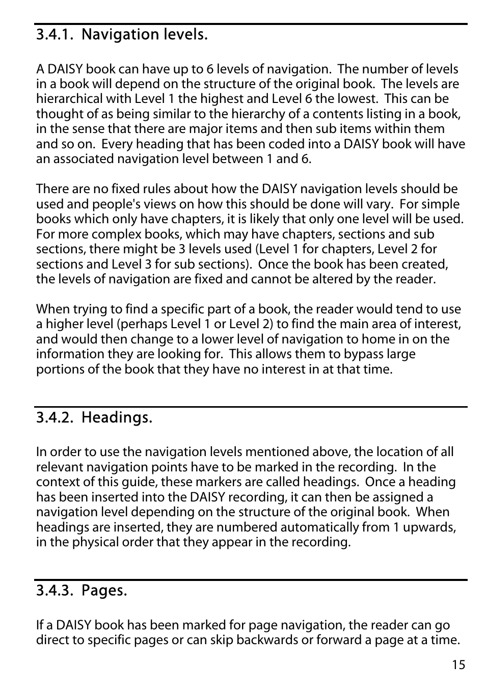 Navigation levels, Headings, Pages | Activeforever Plextalk PTR2 Digital DAISY Player and Recorder User Manual | Page 14 / 235