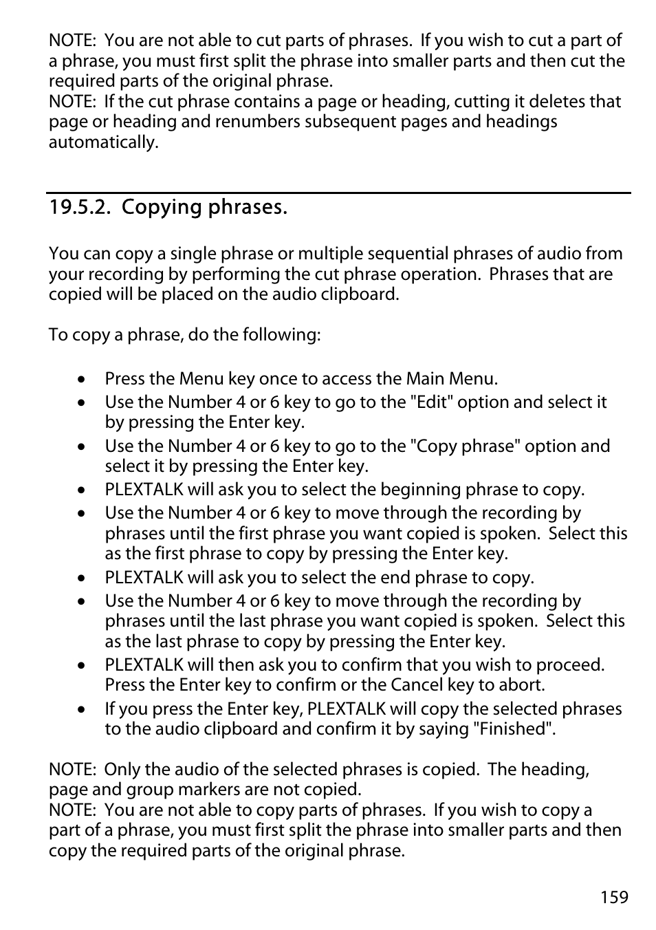Copying phrases | Activeforever Plextalk PTR2 Digital DAISY Player and Recorder User Manual | Page 158 / 235