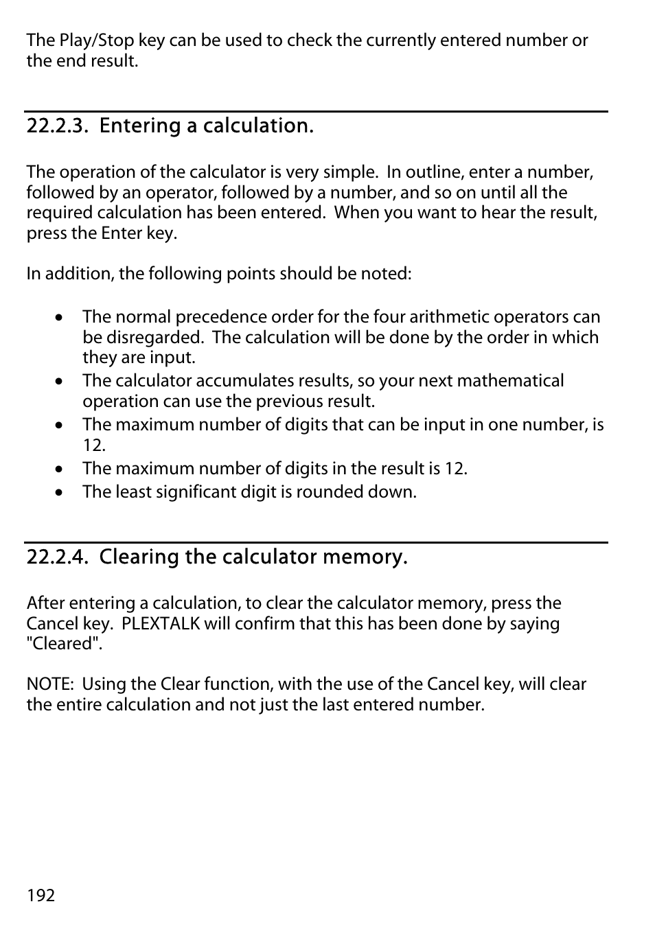 Entering a calculation | Activeforever Plextalk PTR2 Digital DAISY Player and Recorder User Manual | Page 191 / 235