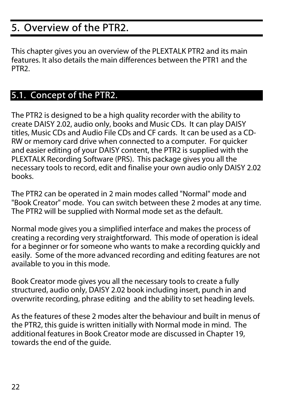 Overview of the ptr2, Concept of the ptr2 | Activeforever Plextalk PTR2 Digital DAISY Player and Recorder User Manual | Page 21 / 235