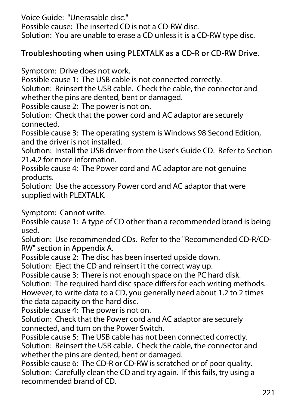 Activeforever Plextalk PTR2 Digital DAISY Player and Recorder User Manual | Page 220 / 235