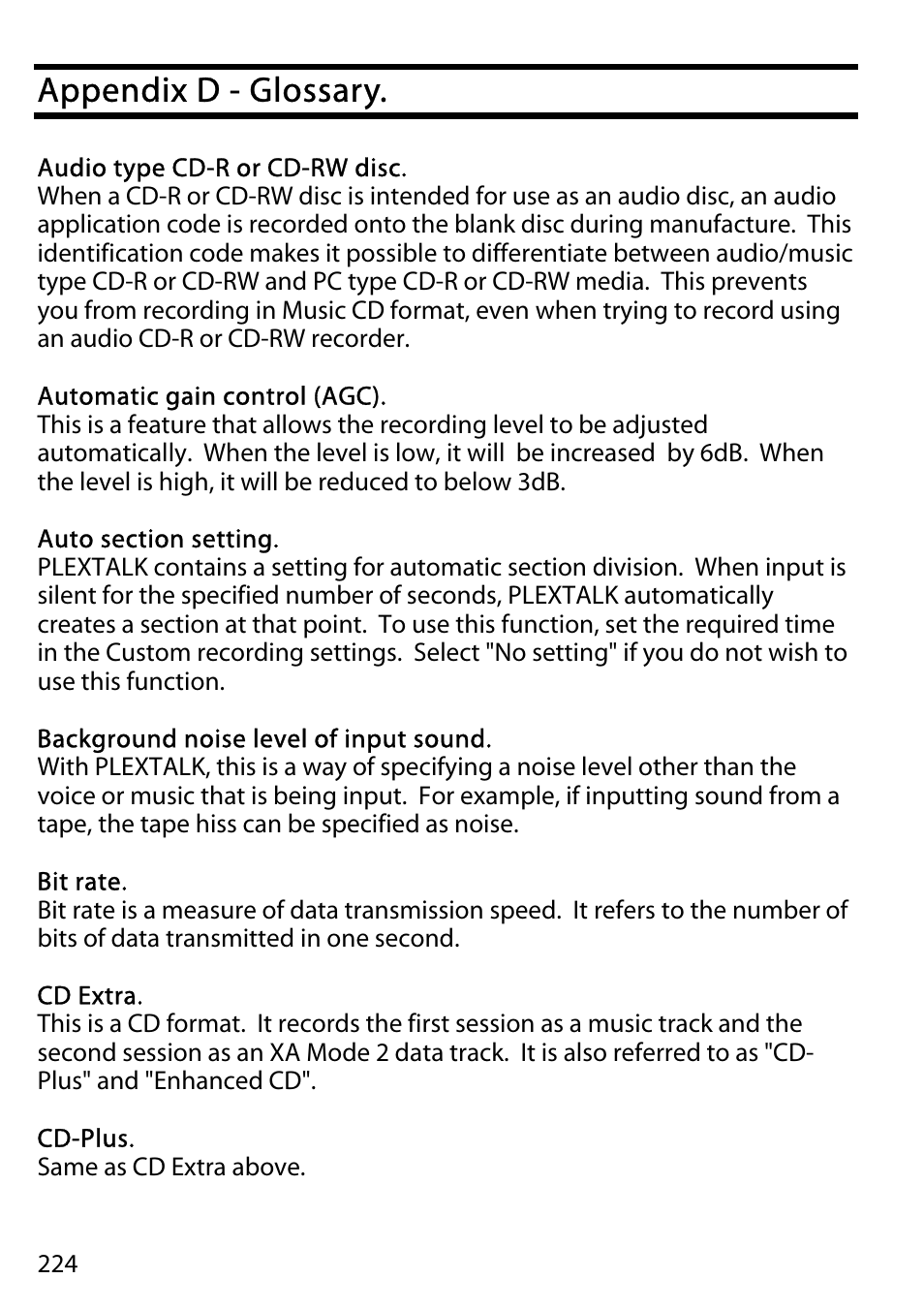 Appendix d - glossary | Activeforever Plextalk PTR2 Digital DAISY Player and Recorder User Manual | Page 223 / 235