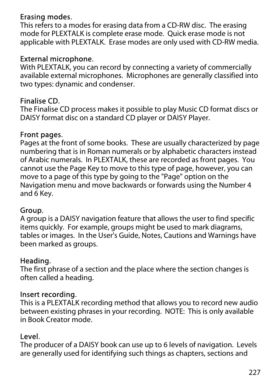 Activeforever Plextalk PTR2 Digital DAISY Player and Recorder User Manual | Page 226 / 235