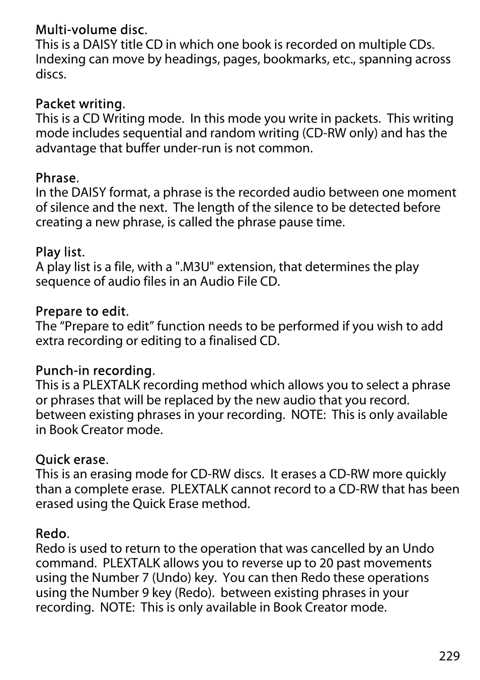 Activeforever Plextalk PTR2 Digital DAISY Player and Recorder User Manual | Page 228 / 235