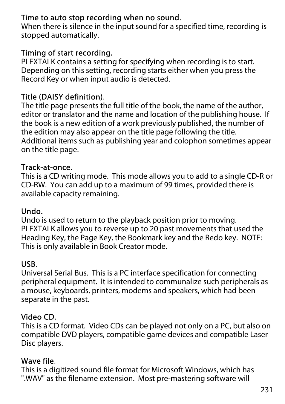 Activeforever Plextalk PTR2 Digital DAISY Player and Recorder User Manual | Page 230 / 235