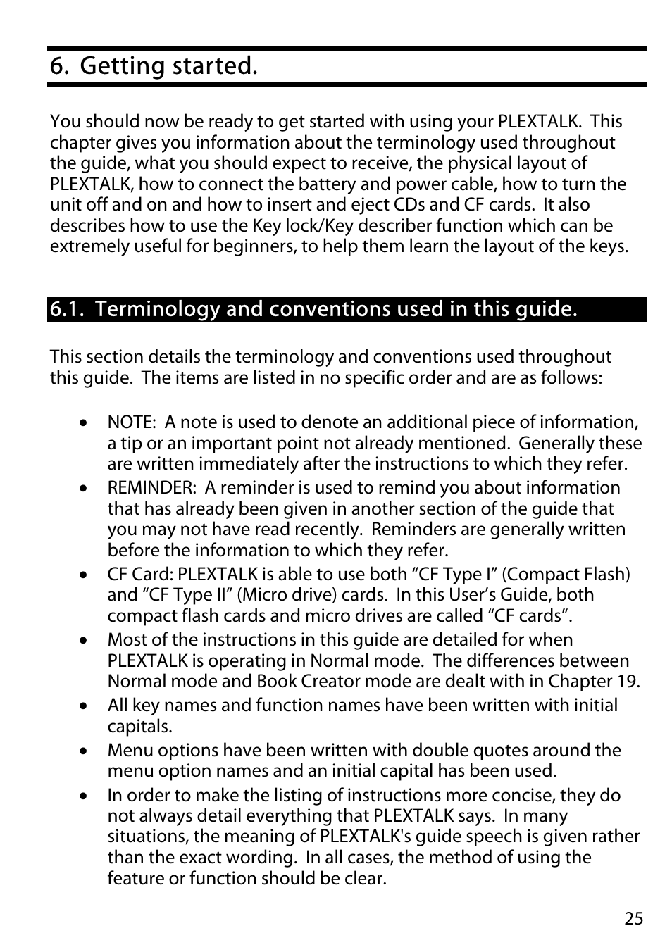 Getting started, Terminology and conventions used in this guide | Activeforever Plextalk PTR2 Digital DAISY Player and Recorder User Manual | Page 24 / 235