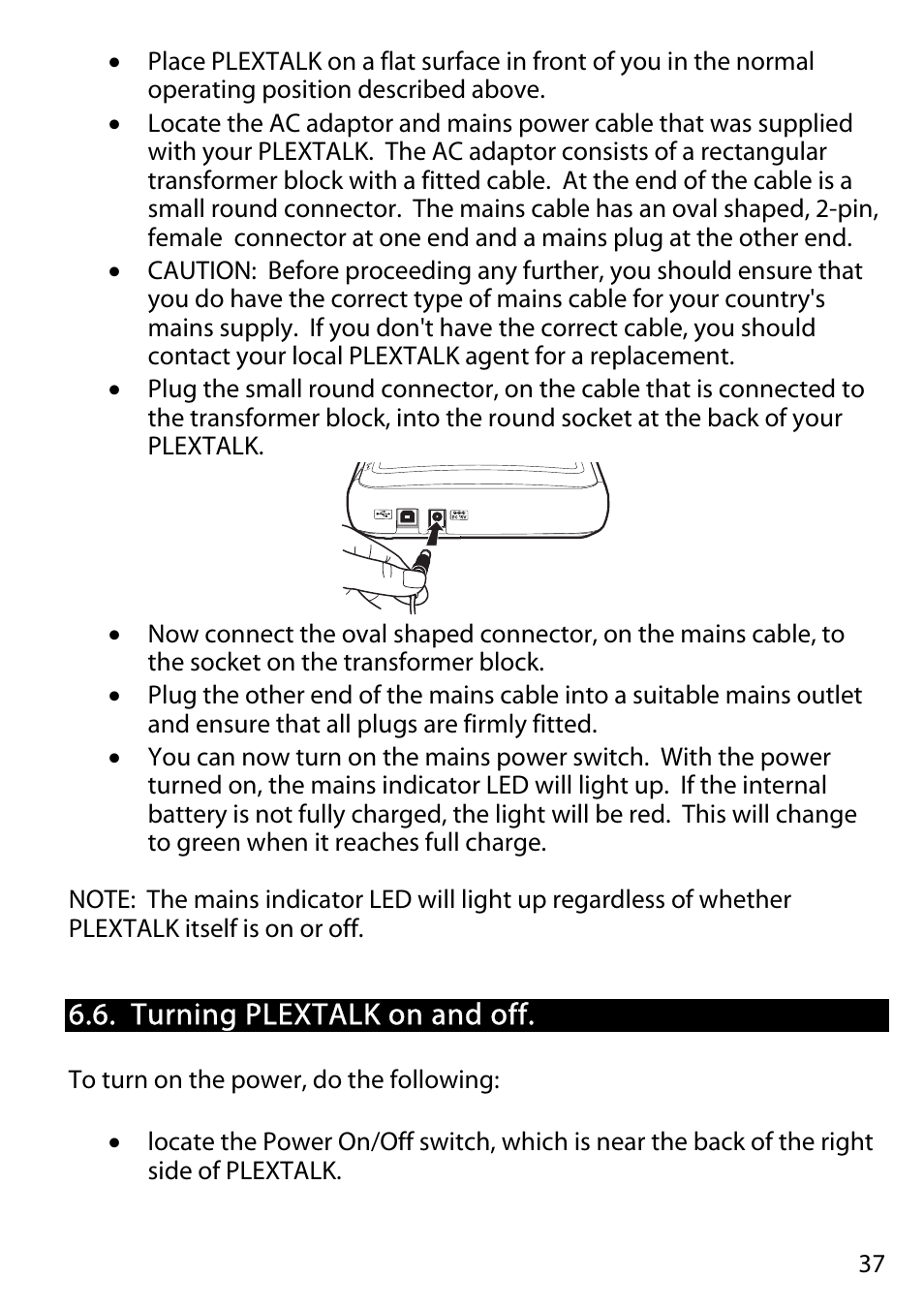 Turning plextalk on and off | Activeforever Plextalk PTR2 Digital DAISY Player and Recorder User Manual | Page 36 / 235