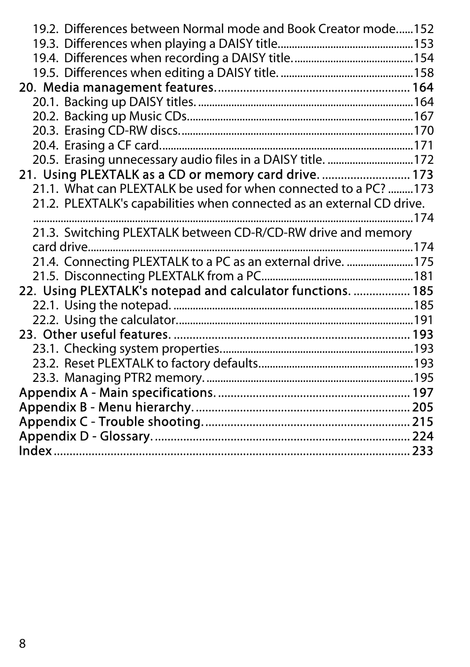 Activeforever Plextalk PTR2 Digital DAISY Player and Recorder User Manual | Page 7 / 235