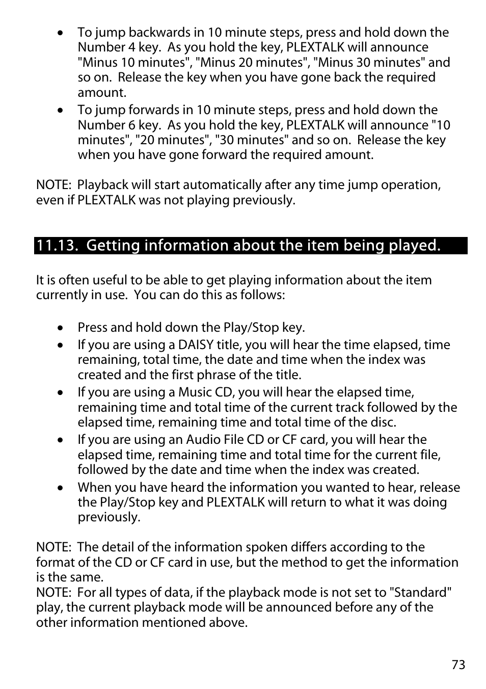 Getting information about the item being played | Activeforever Plextalk PTR2 Digital DAISY Player and Recorder User Manual | Page 72 / 235