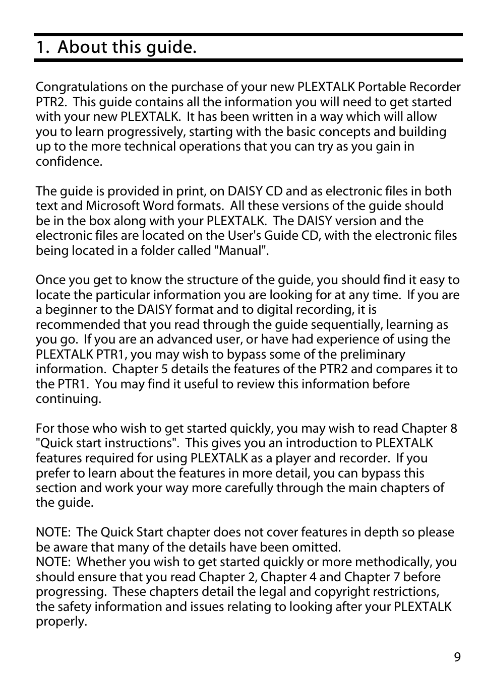 About this guide | Activeforever Plextalk PTR2 Digital DAISY Player and Recorder User Manual | Page 8 / 235