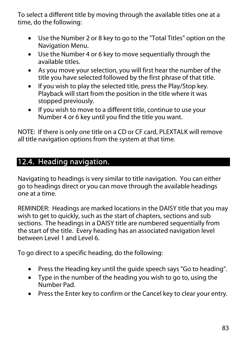 Heading navigation | Activeforever Plextalk PTR2 Digital DAISY Player and Recorder User Manual | Page 82 / 235