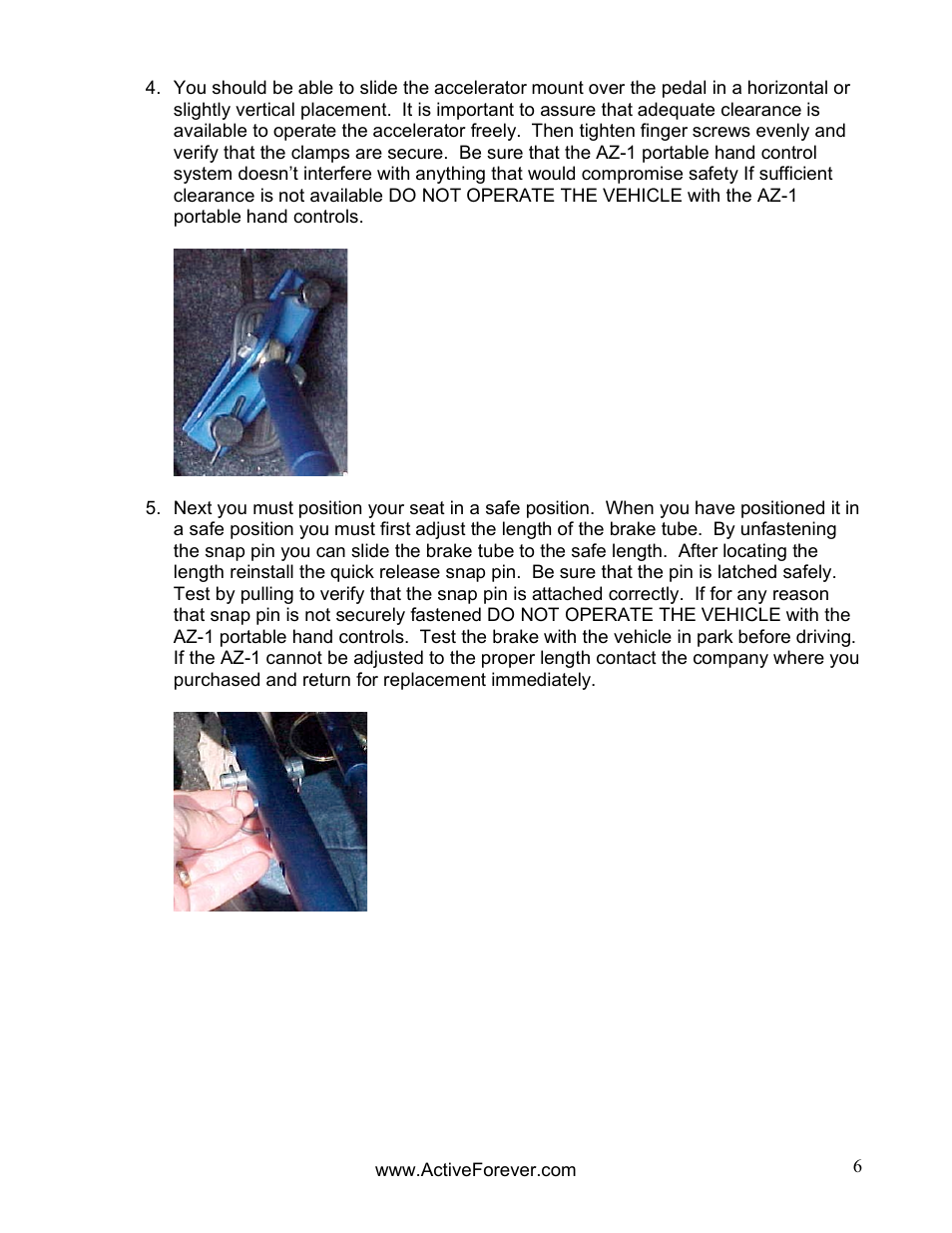 Activeforever AZ-1 Portable Automobile Hand Controls User Manual | Page 6 / 10