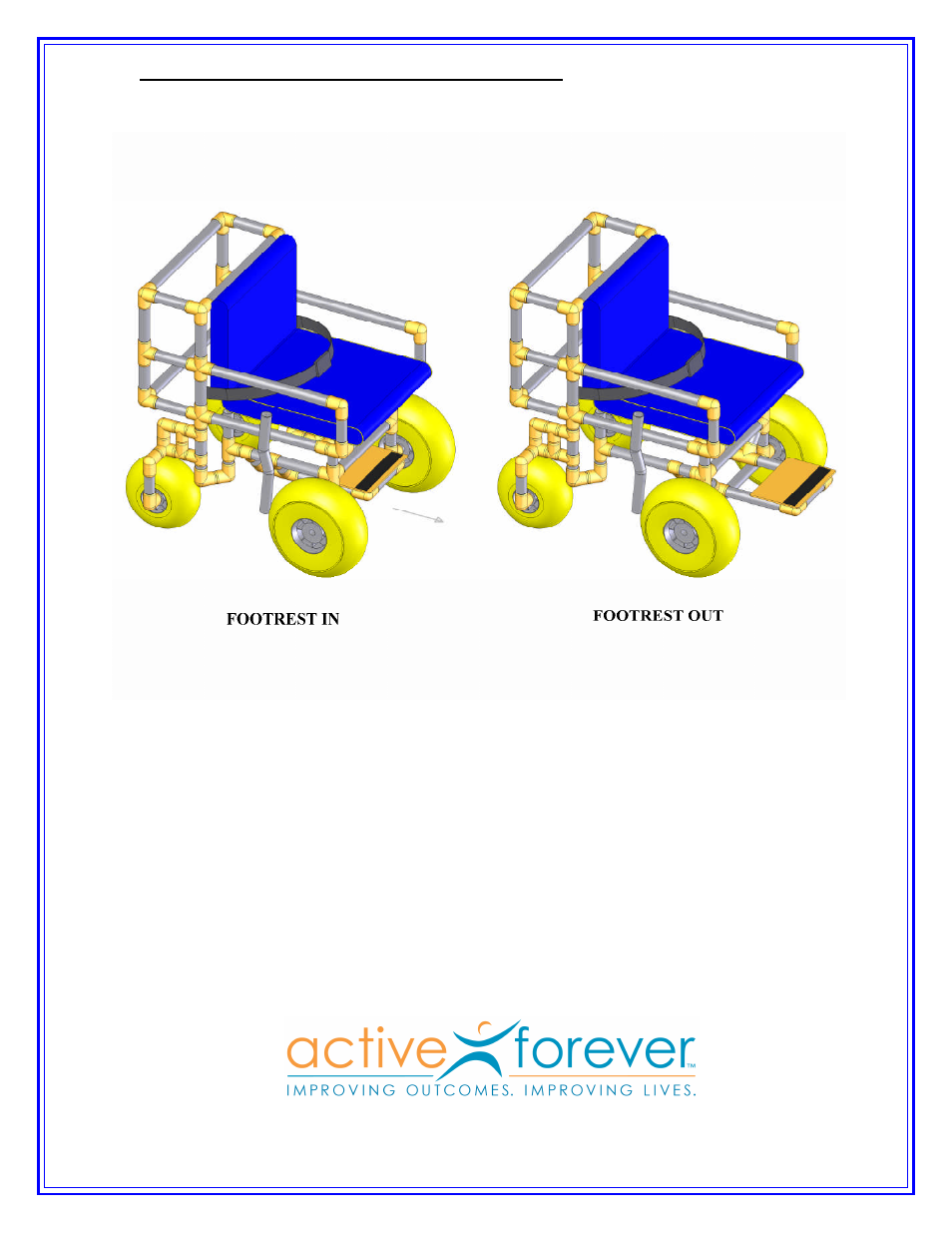 Using the retractable footrest | Activeforever Aqua Creek Beach Access Wheel Chair User Manual | Page 6 / 6